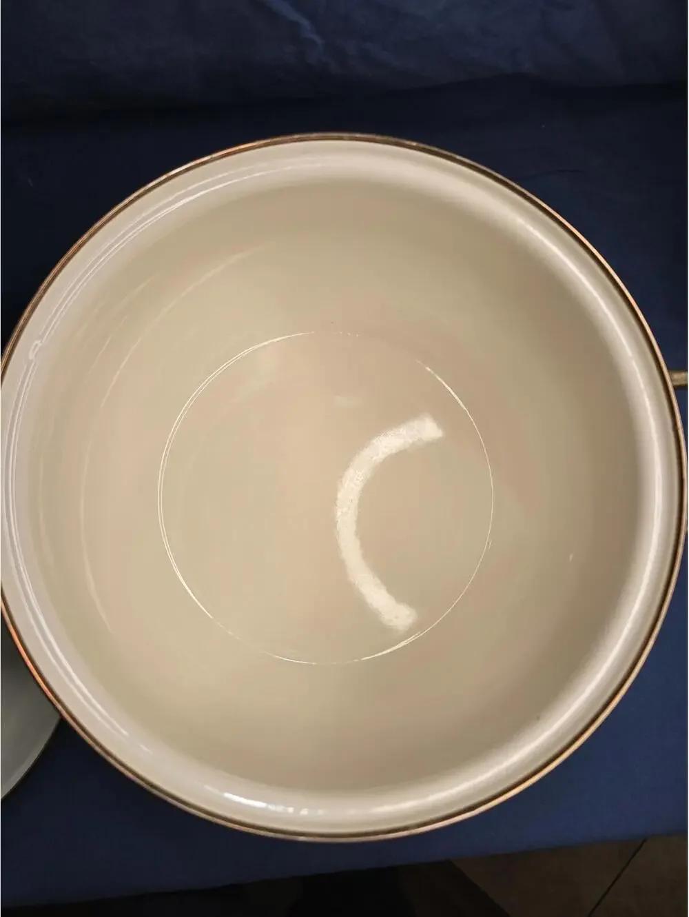 Vintage Porcelain Casserole Brass Handles Villa Grande Tabletops Unlimited